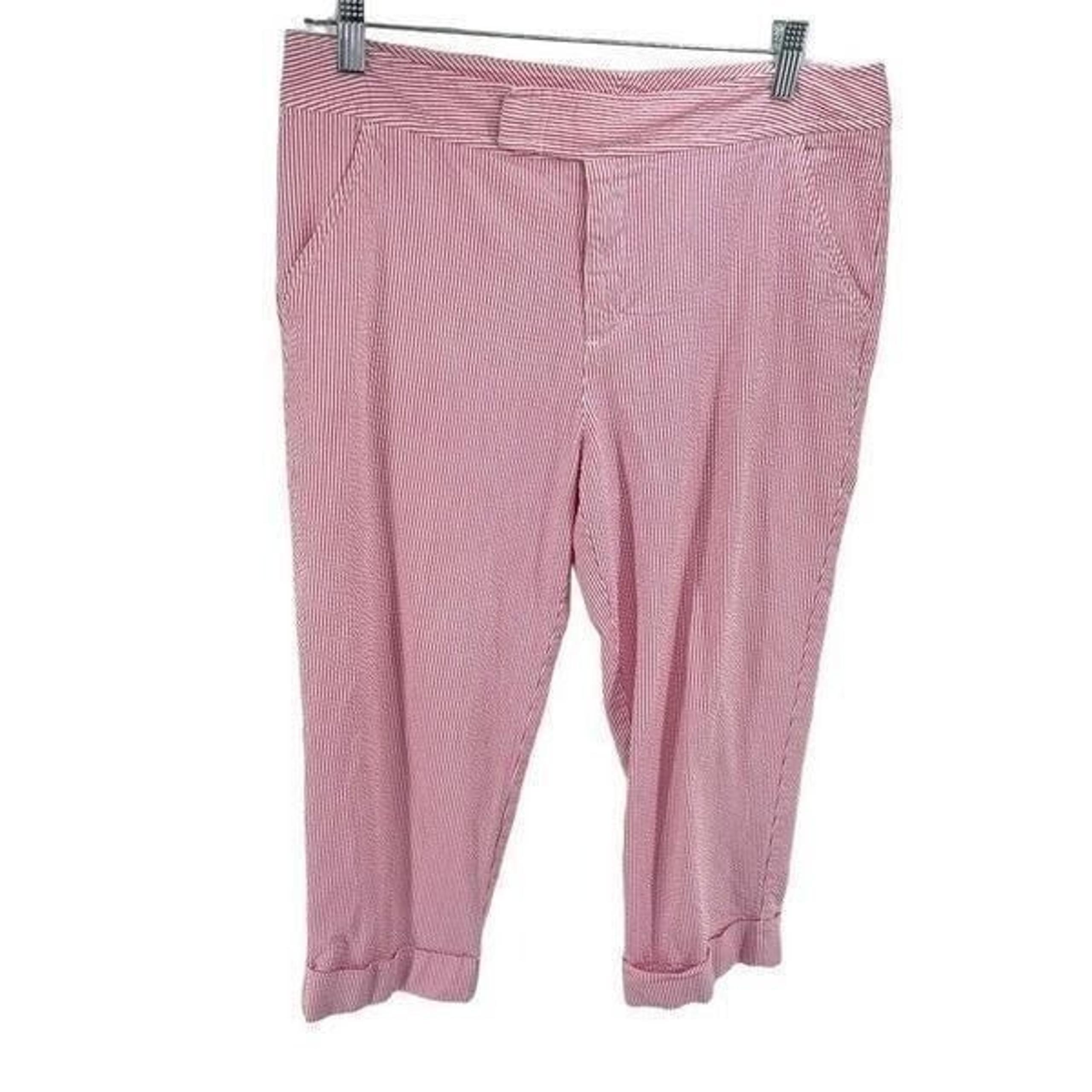 Cato Womens Capri Pants Striped Cropped Stretch Barbiecore Hot Pink Size 12