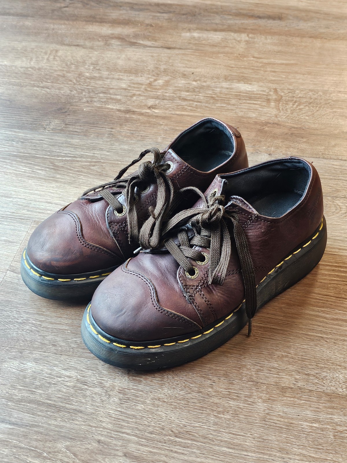 Vintage Dr Martens Airwair Brown Leather Chunky Platform Oxford Shoes Mens 8