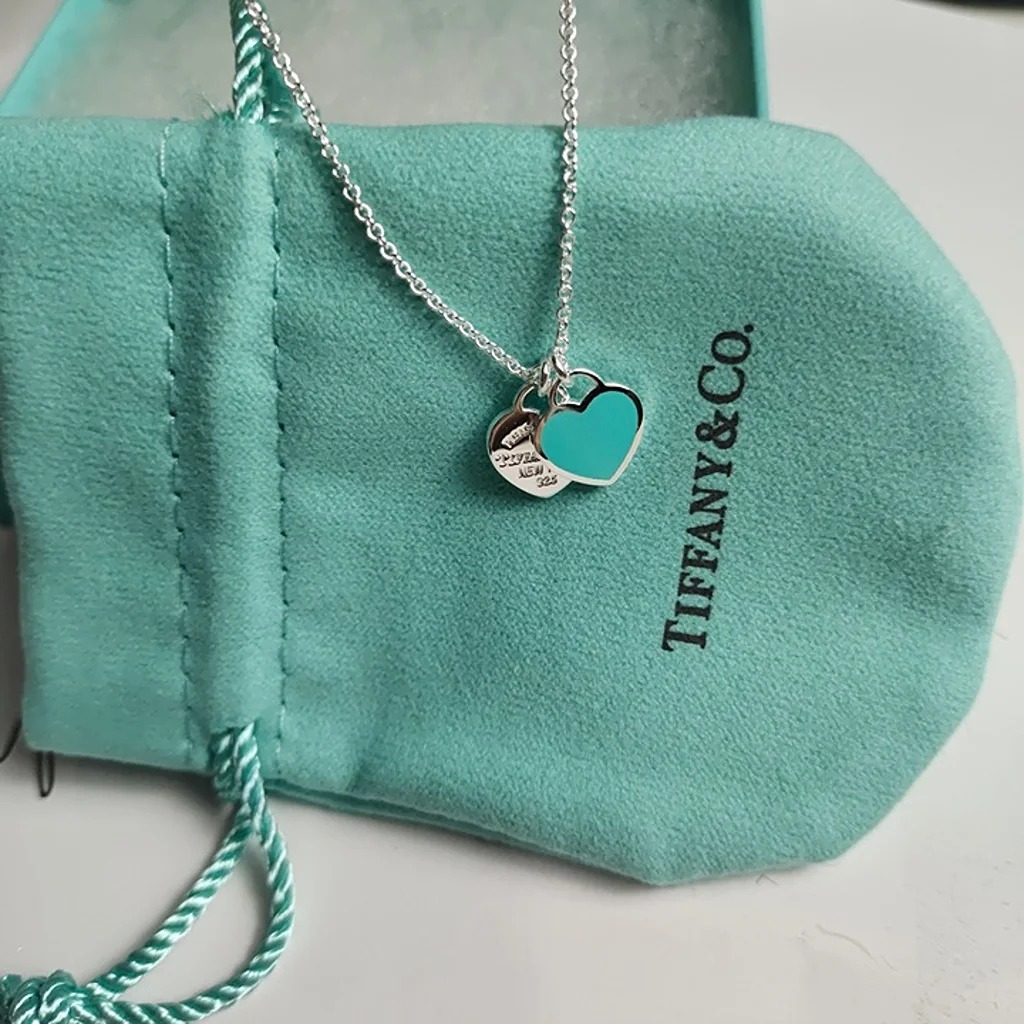 Blue Double Heart Necklace