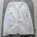PLST (pronounced Plast ) Linen Blend No-Collar Pantsuit White Stretch