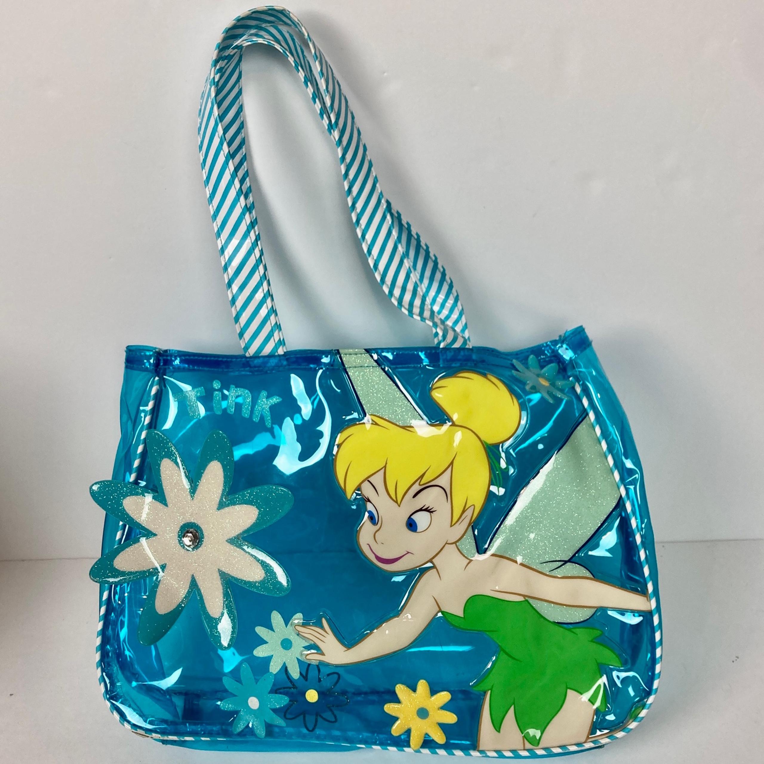 Disney Store Tinker Bell Clear Translucent Blue Floral Flower Tote Bag 2000s