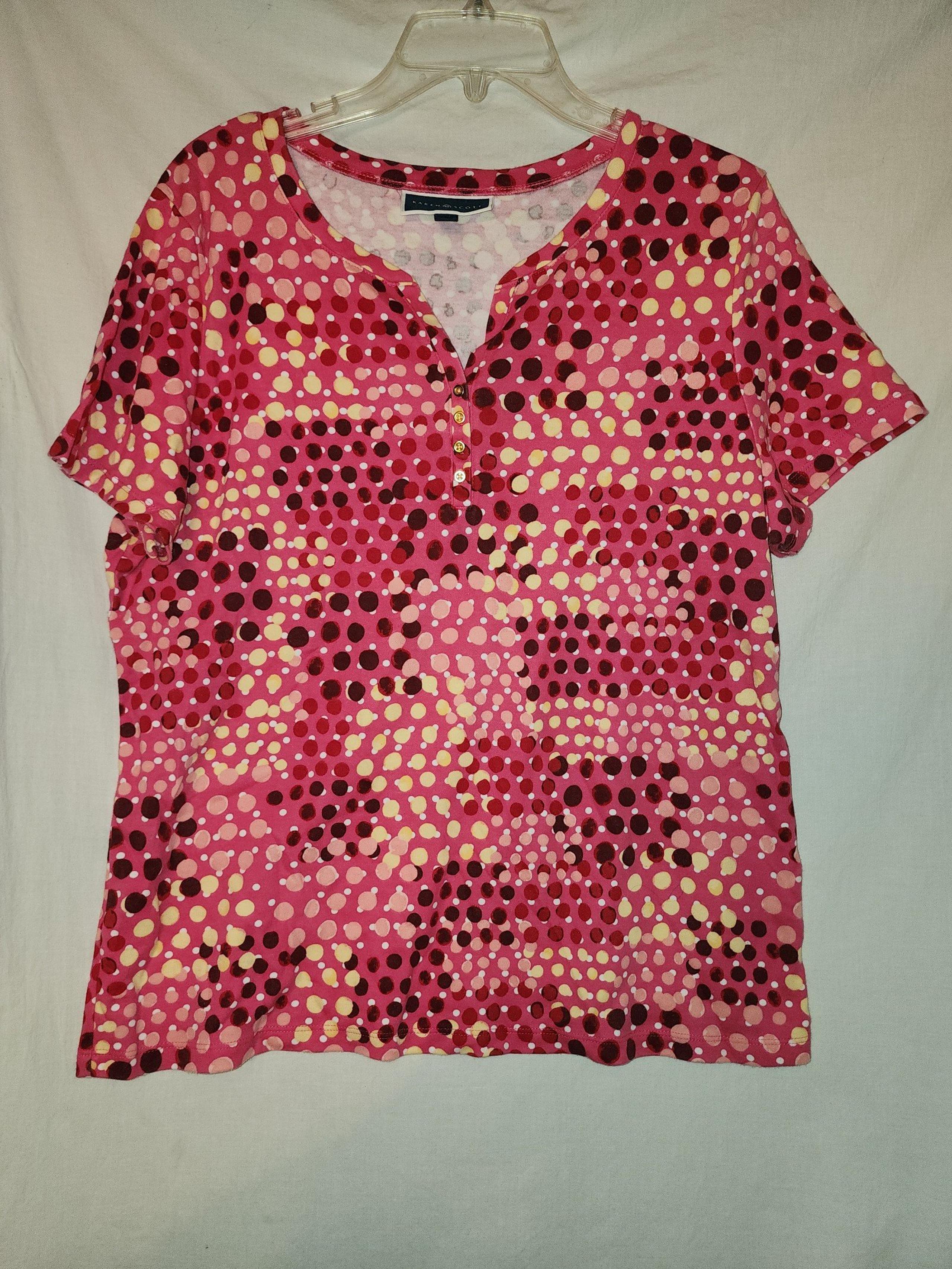 Karen scott womens size xlarge pink dot top