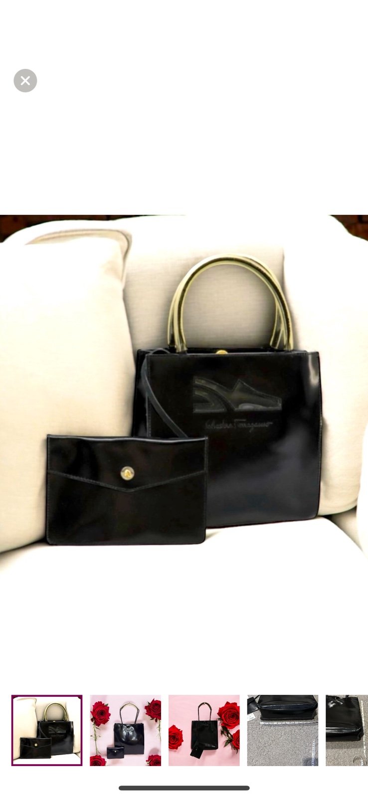 Ferragamo Rare Vintage Leather Shoulder Bag With pouch