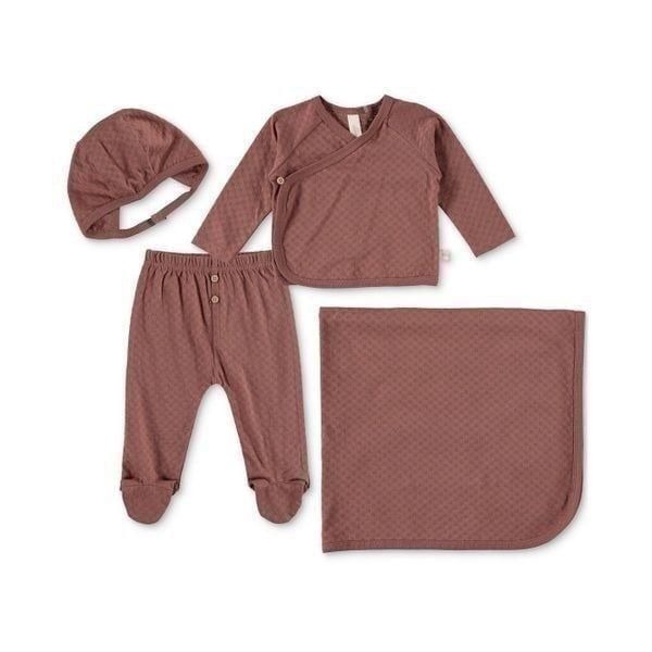 Baby Take Me Home Cotton Bonnet, Top Footed Pants & Blanket, 4 Piece Set