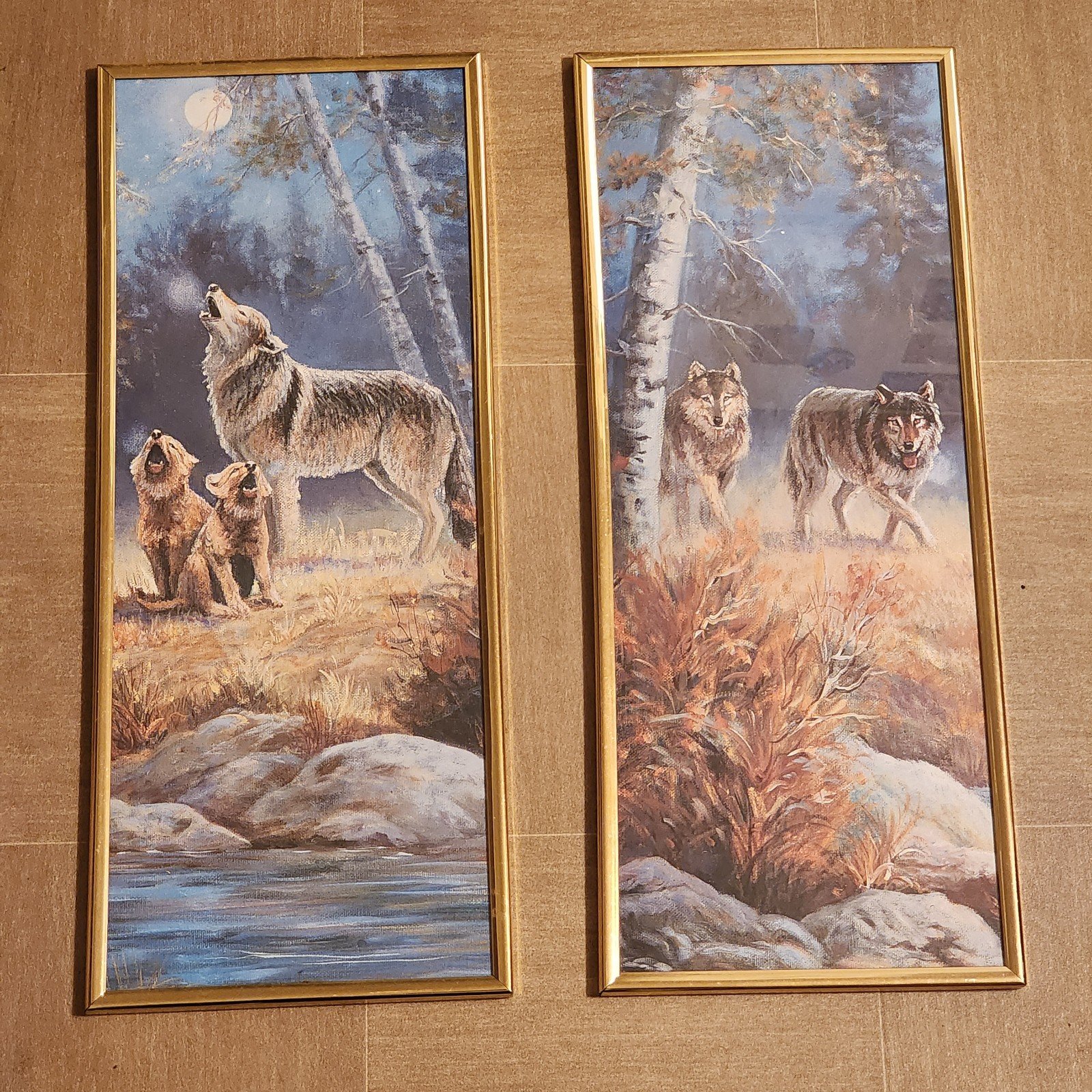 Framed Wolves Printed Pictures LOT OF 2
