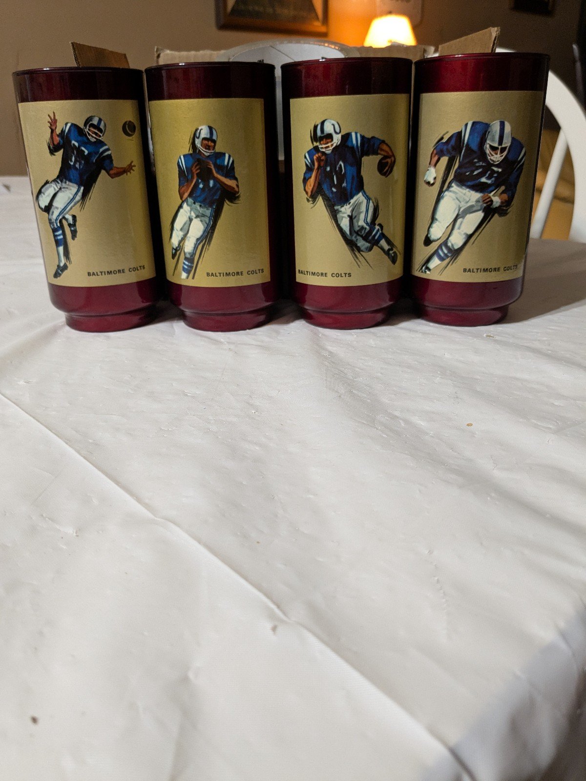 Vintage 1960s Baltimore Colts lot of 4 Libbey Libby Rare RED Glass Set