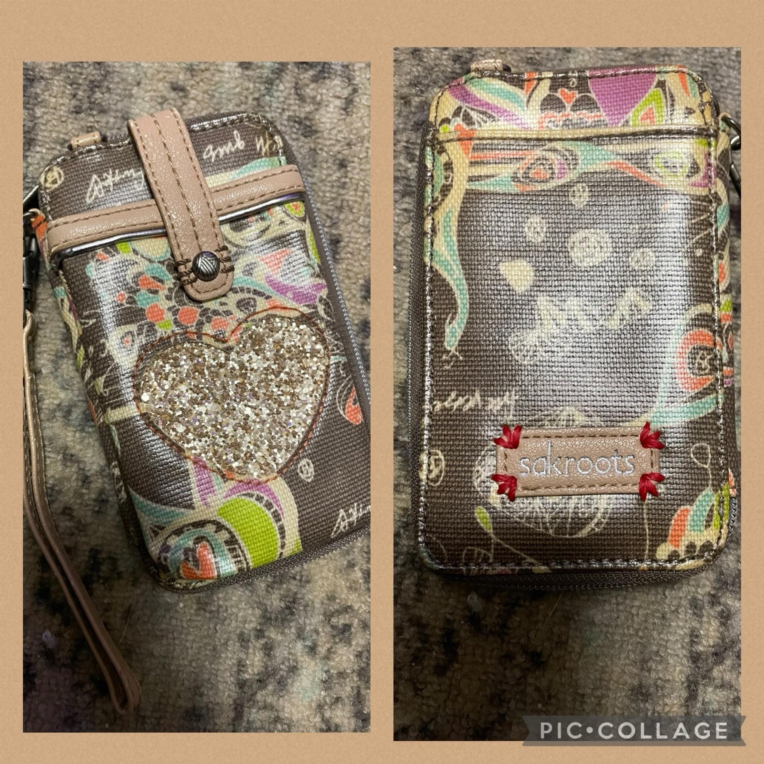 The Sak Sakroots wallet wristlet heart songbird