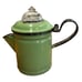 Cardella Mfg Green Enamelware Percolator Coffee Pot Black Rim Break No More Top