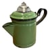 Cardella Mfg Green Enamelware Percolator Coffee Pot Black Rim Break No More Top