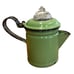 Cardella Mfg Green Enamelware Percolator Coffee Pot Black Rim Break No More Top