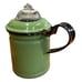 Cardella Mfg Green Enamelware Percolator Coffee Pot Black Rim Break No More Top