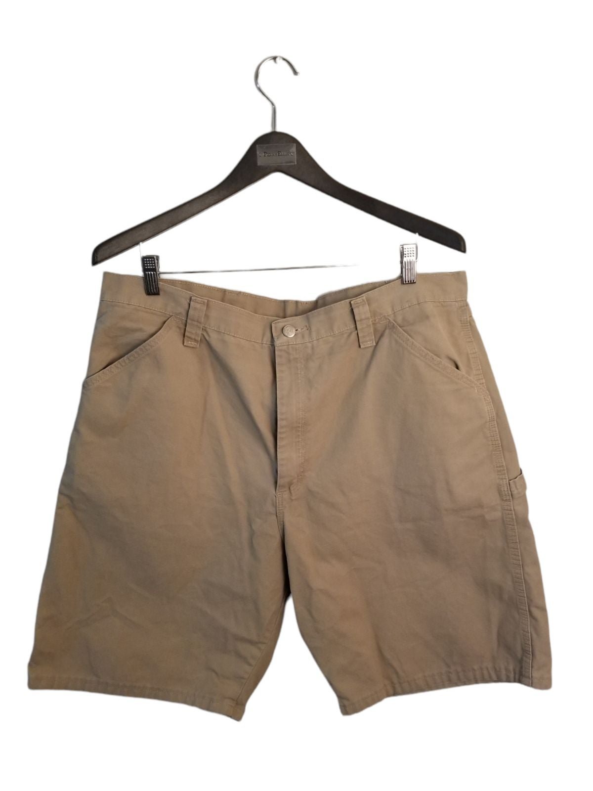 MEN'S VTG WRANGLER 4-POCKET BEIGE KHAKI BELTED CARPENTER CARGO SHORTS SIZE 38.