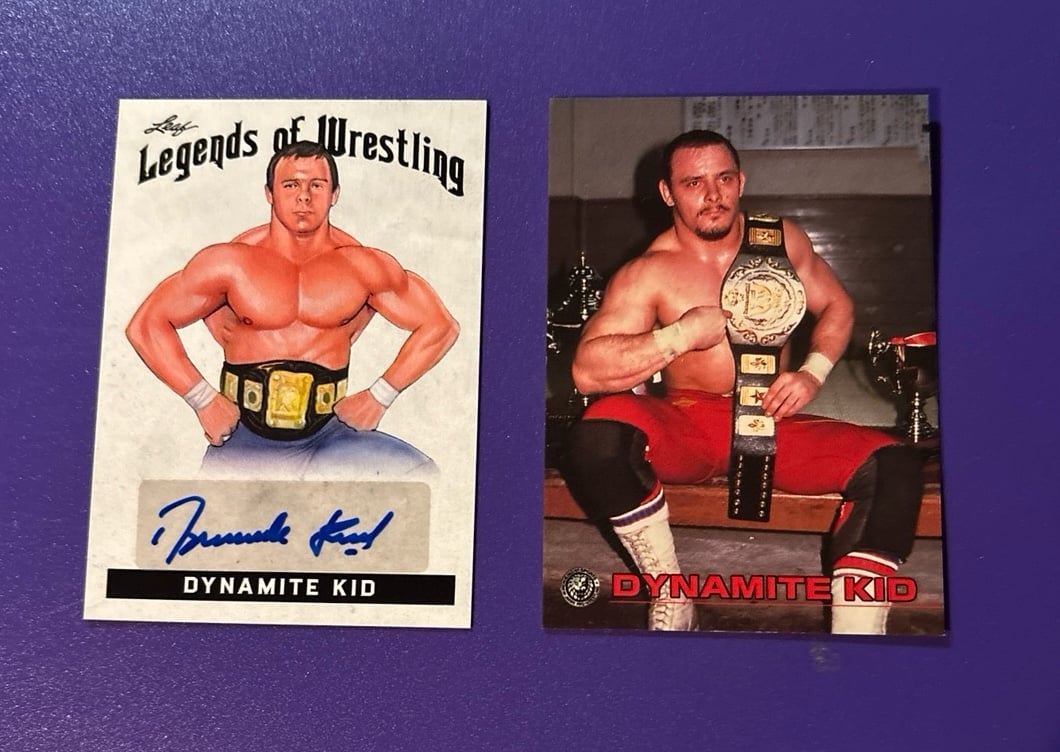Leaf Dynamite Kid Autograph Card & 1988 Bandai NJPW
