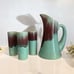Retro Pitcher Set by Allen's California USA Pottery. 4 Piece Set with 3 Glasses.