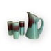 Retro Pitcher Set by Allen's California USA Pottery. 4 Piece Set with 3 Glasses.
