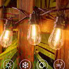 50FT LED Outdoor String Lights with Edison Shatterproof Bulbs, Heavy-Duty