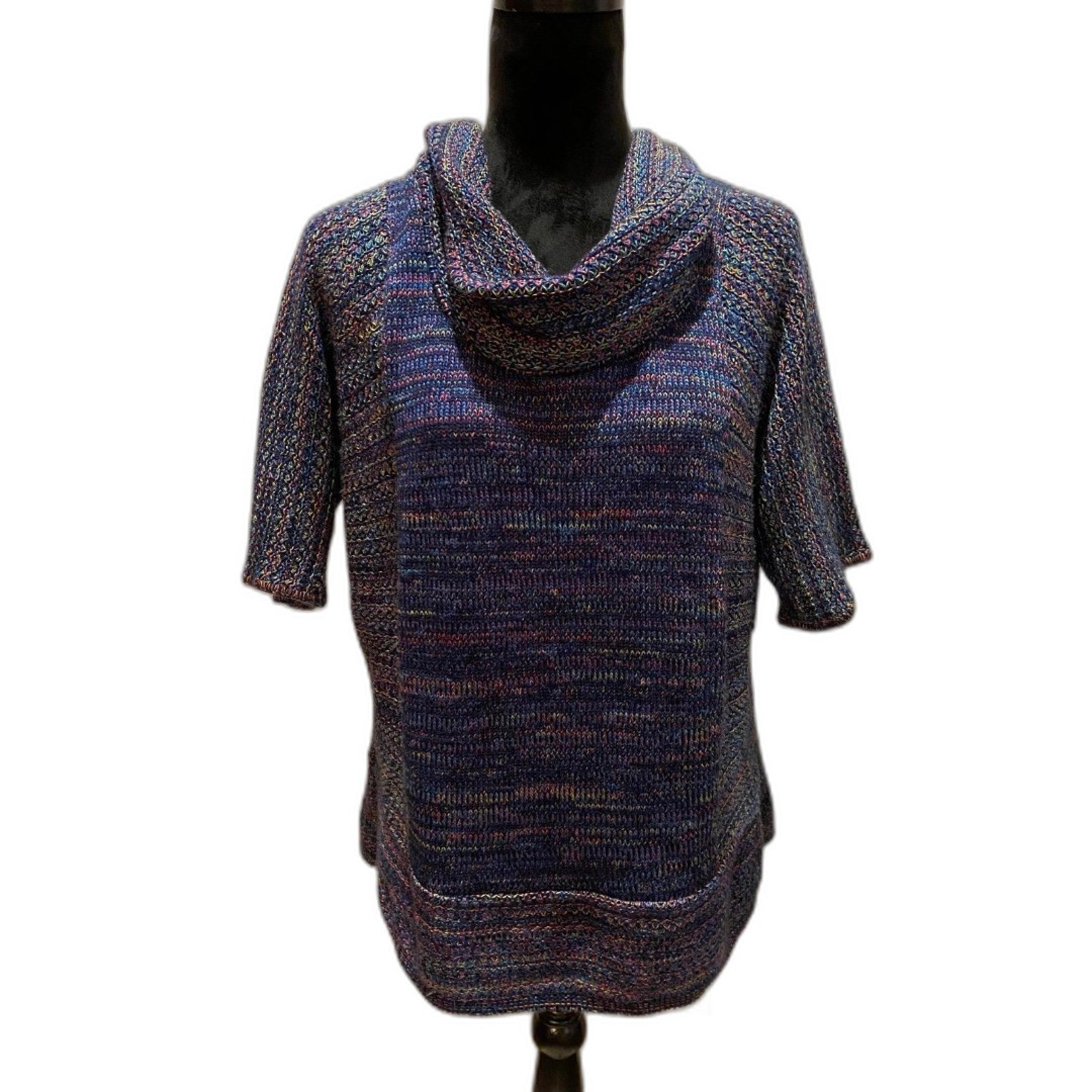 Christopher Banks Womans Sweater Size Large Blue Pink Varigated Cowl Neck