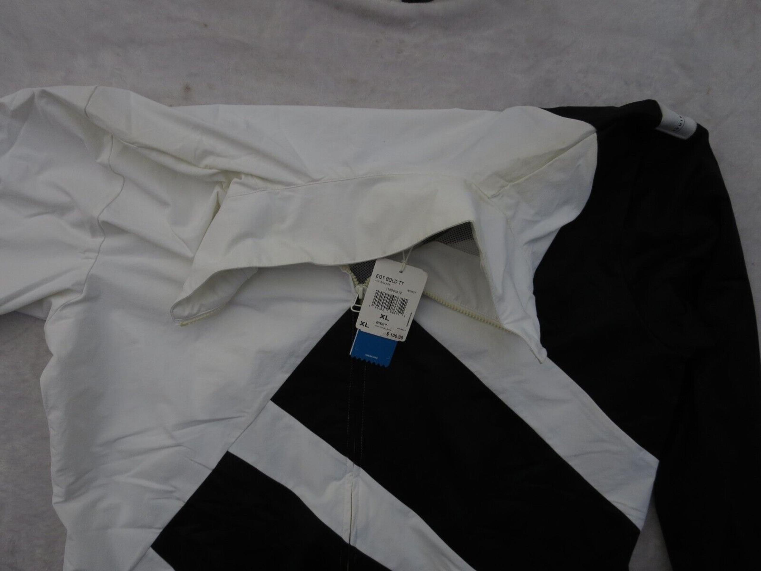 Adidas EQT TT BOLD BR3827 Men's Size XL Black White Windbreaker Track Jacket