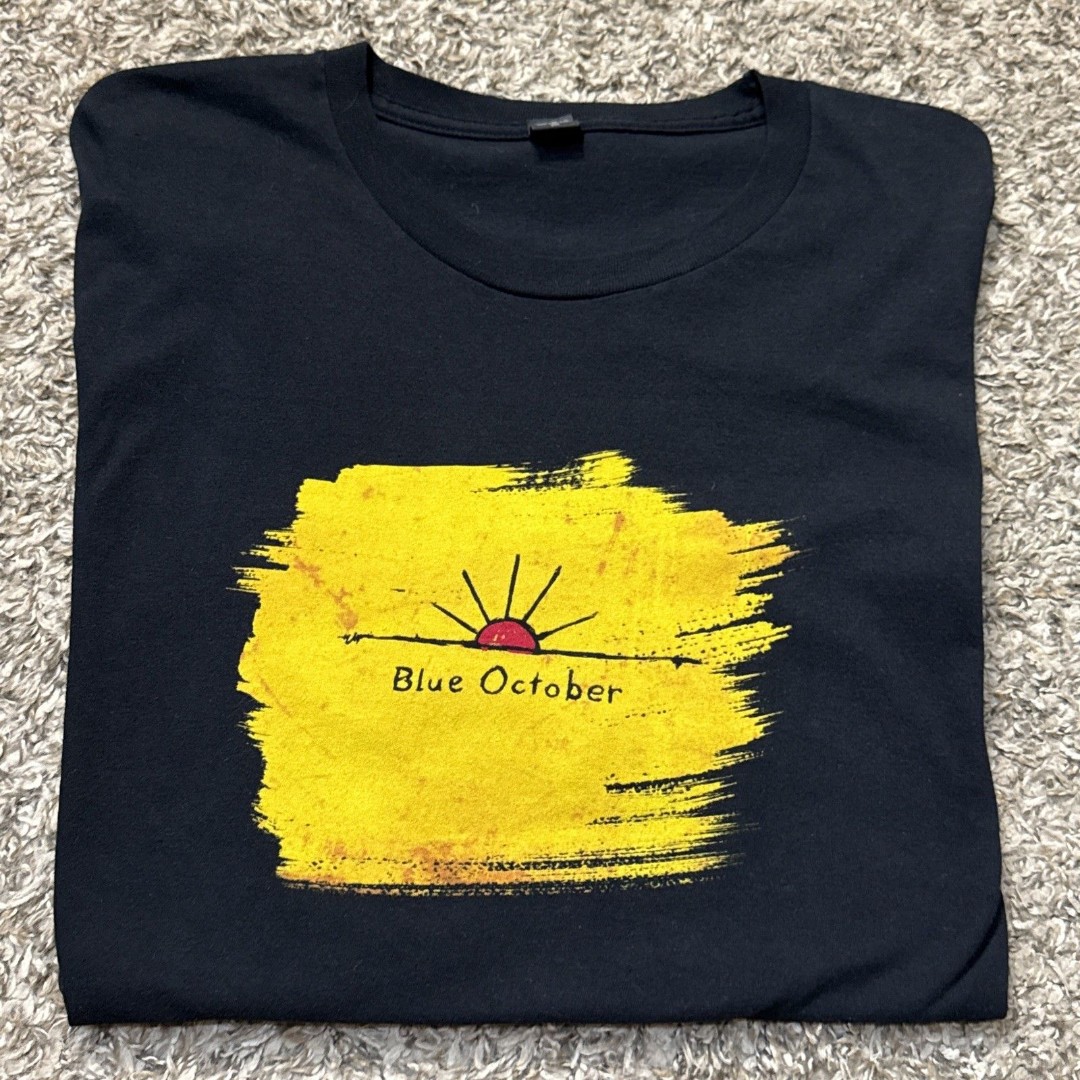 RARE Blue October “Daylight” Lyrics Sun Double Sided Concert XL Tee T-Shirt Band