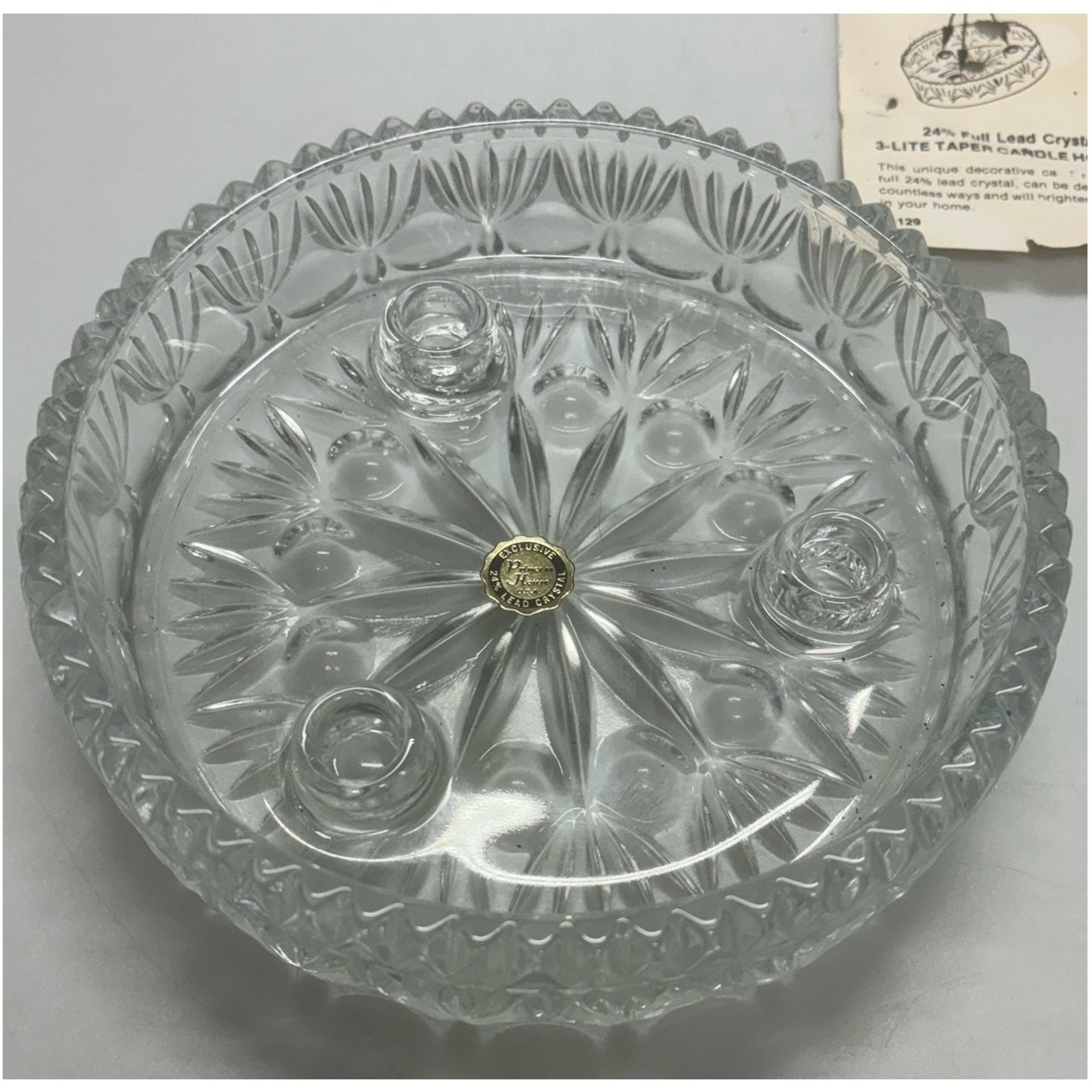 Vintage Princess House 24% Lead Crystal 3 Lite Taper Charm Candle Holder