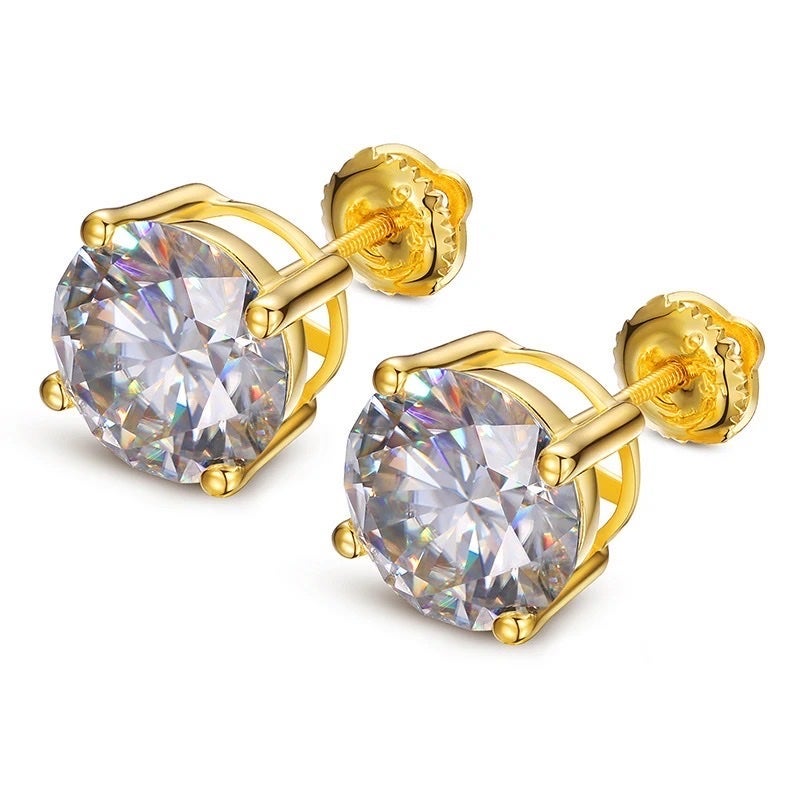 Certified 1.6CT.Tw Moissanite Diamond Round Earrings Women and Men