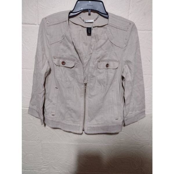 WHBM White House Black Market Size 8 Linen Blend Khaki Blazer