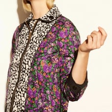 Coach 1941 Italy Reversible Military Blouson Jacket Silk Black Prarie Floral