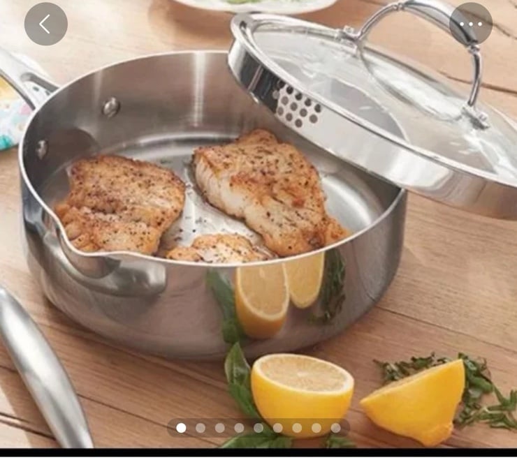 Sartén de 9” con tapa coladora Tri-Ply