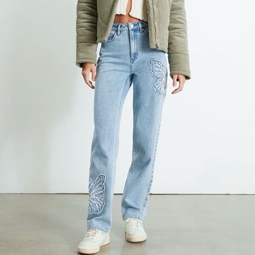 New PacSun Embroidered Butterfly 90’s Boyfriend Jeans