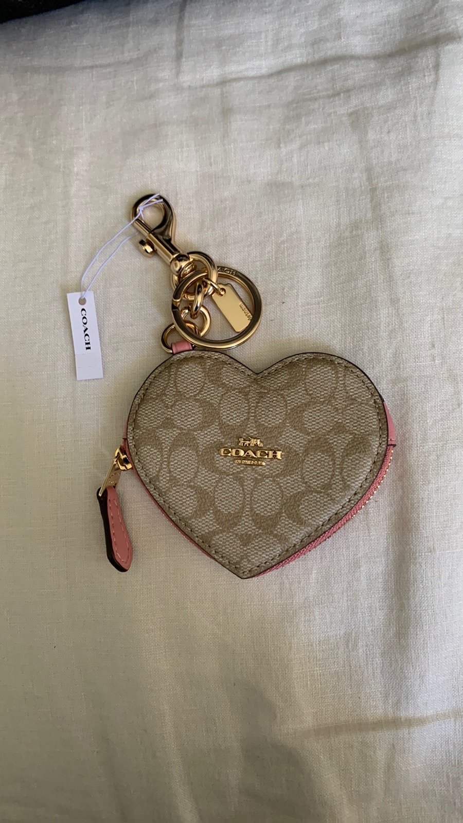Coach heart charm keychain