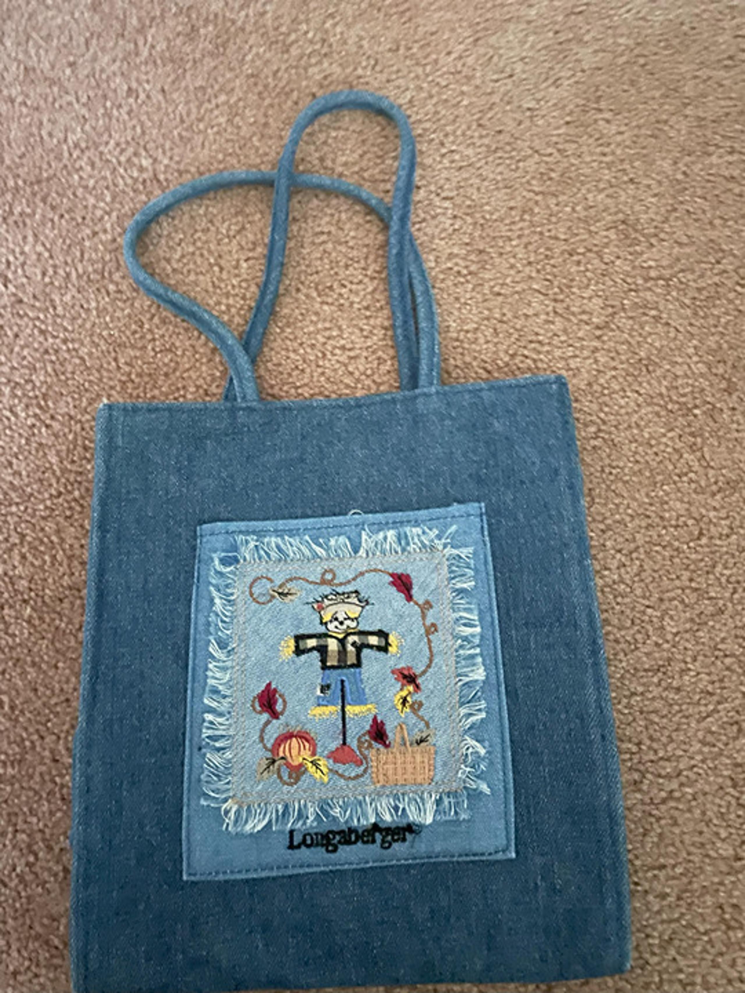 Longaberger Scarecrow Basket Denim Tote Bag