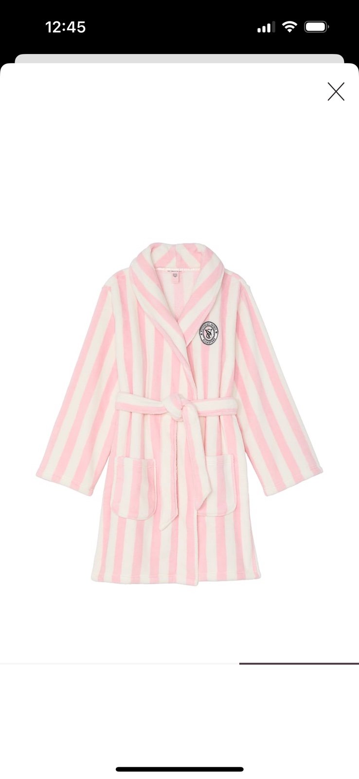 Robe Short cozy soft plush Victoria’s Secret size large/xLargepink white striped