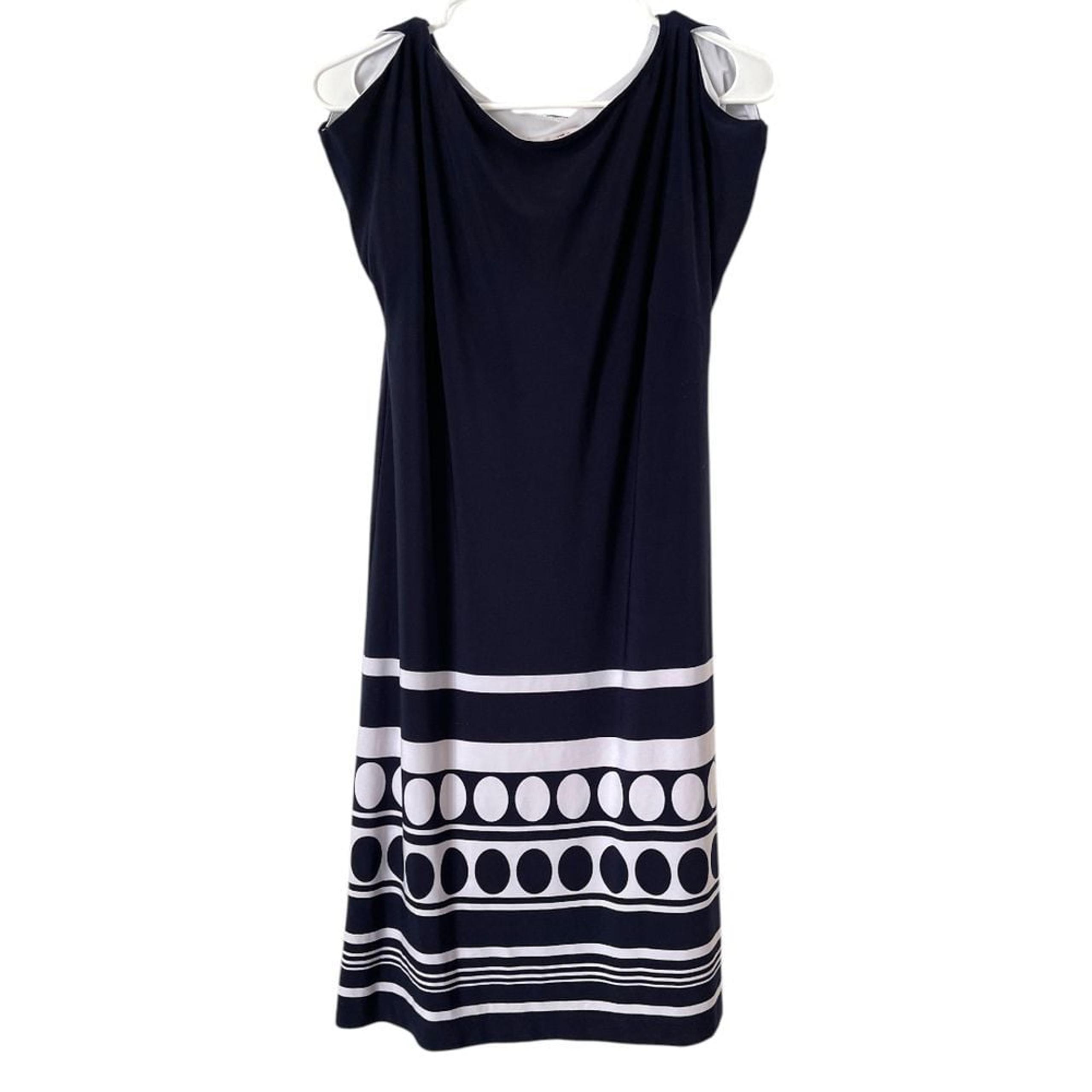 See By Chloe Navy Blue Midi Dress With White Polka Dots 4
