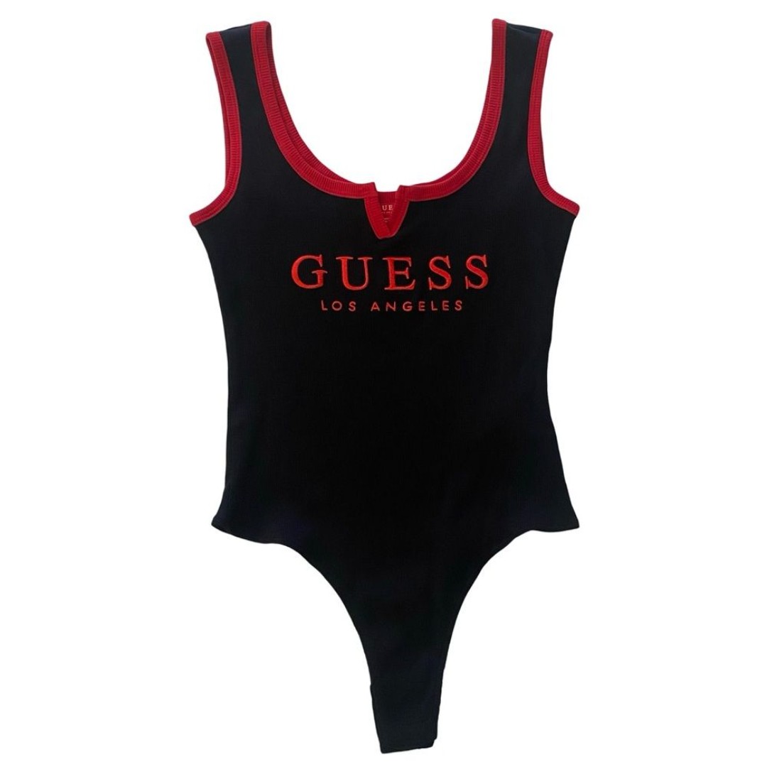 New With Tags GUESS Sawyer Ribbed Bodysuit Black Size Large