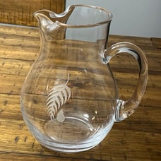 Etched Leaf Glass Pitcher
