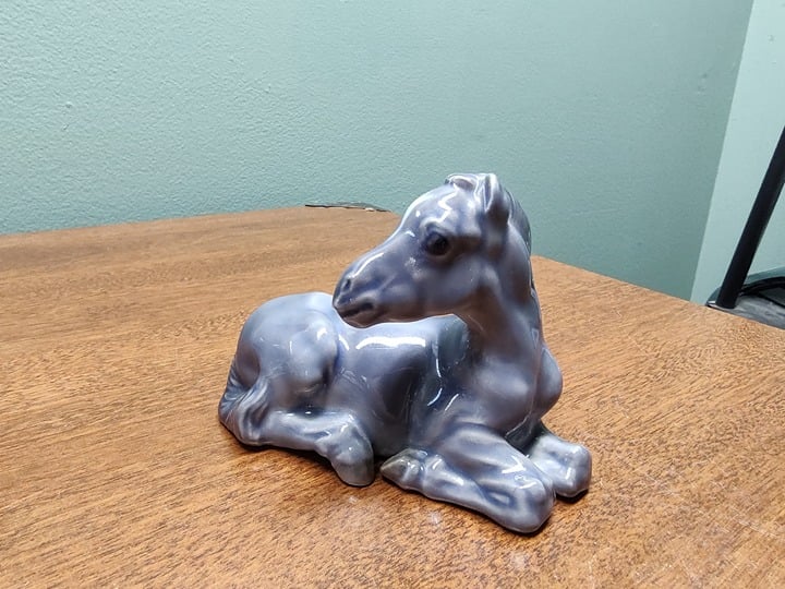 Royal Copenhagen blue Colt Horse Lying Figurine #5691 Denmark 3.5 Long x 2.5 T