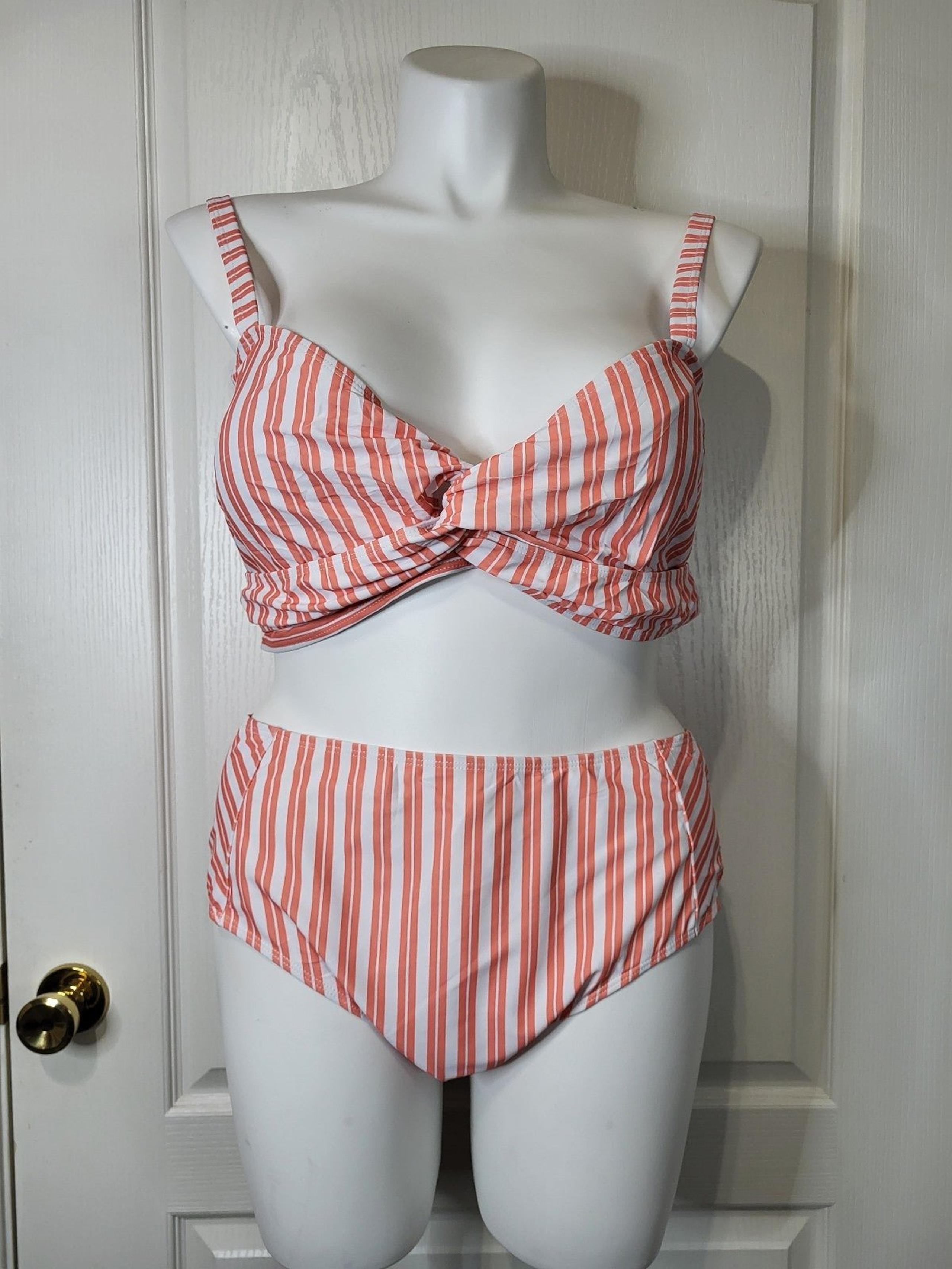 Rosegal Striped Twisted Bikini Swimsuit
