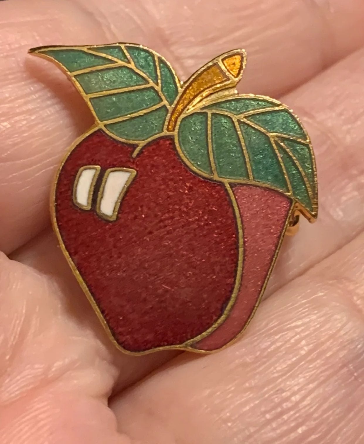 Vintage Aviva Goldtone Apple Pin