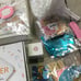 Gender reveal decorations, pastry boxes,