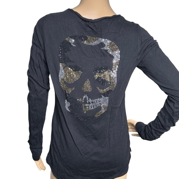 Zadig & Voltaire black skull long sleeve top, small