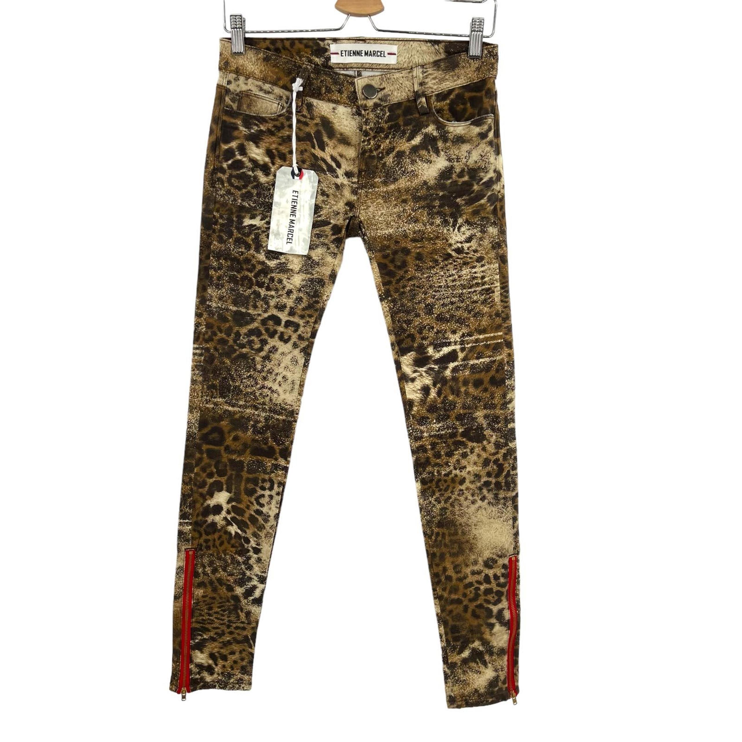 Etienne Marcel Cheetah Animal Print Skinny Jeans Zip Ankle Size 25