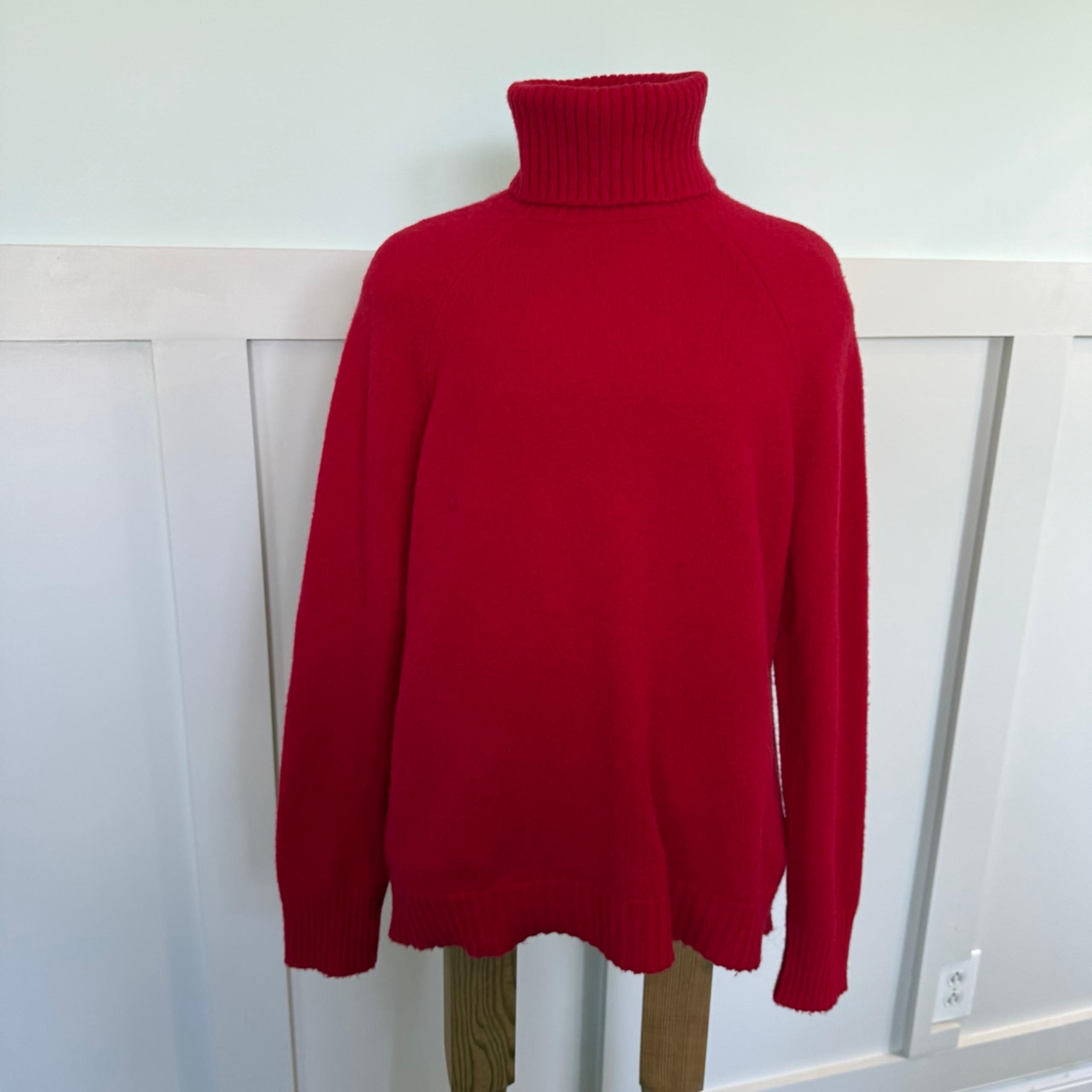 J.CREW Women's Red Oversized Turtleneck Sweater Alpaca Wool Blend size Small