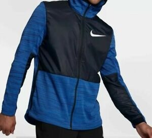 NIKE THERMA WINTERIZED BASKETBALL FULL ZIP HOODIE BLUE BLACK 857044 429 SZ XL