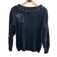 Sostanza Sweater Large Womens Angora Rabbit Hair Silk Gambler Blackjack Vegas
