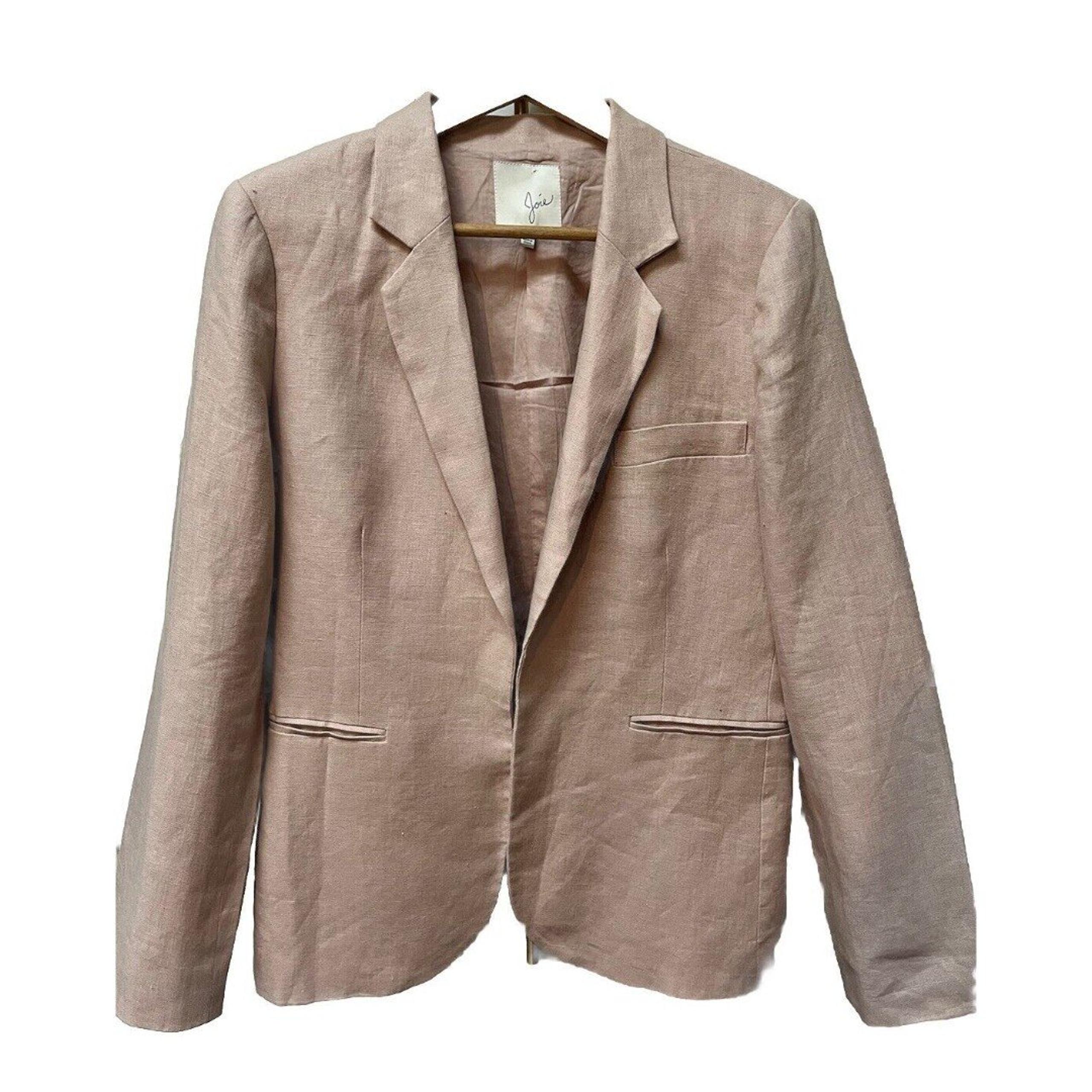 Joie Verene Fitted Linen Blazer Pale Pink Blush Color Sz 8 Jacket Career Office