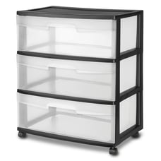 Sterile wide 3 drawer carts black
