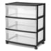 Sterile wide 3 drawer carts black
