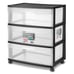 Sterile wide 3 drawer carts black
