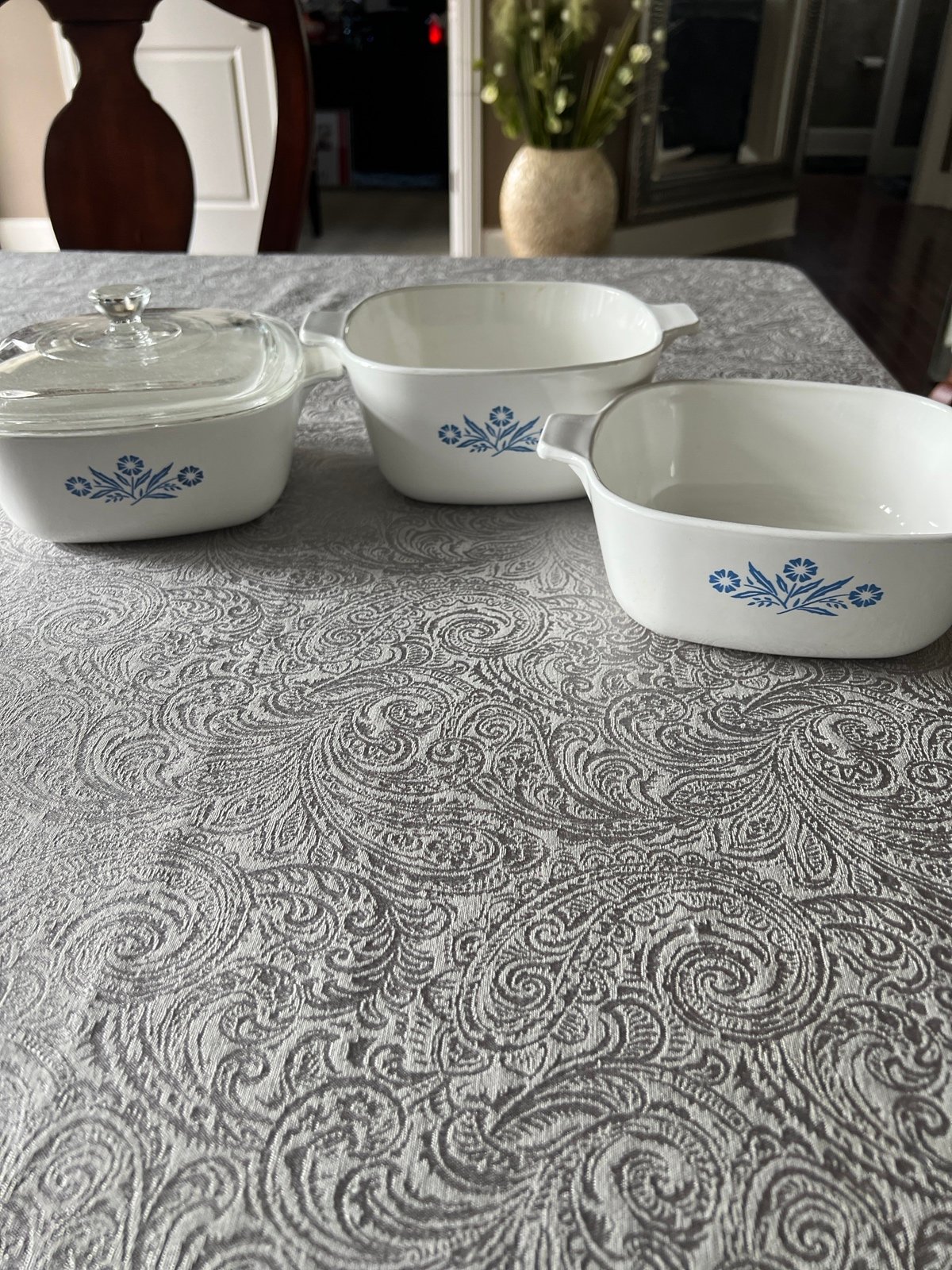 Corning-ware blue flower dishes