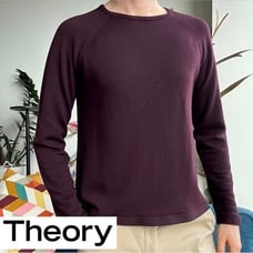 Theory Merino Wool Dark Purple Burgindy Crewneck Long Sleeve Sweater XL